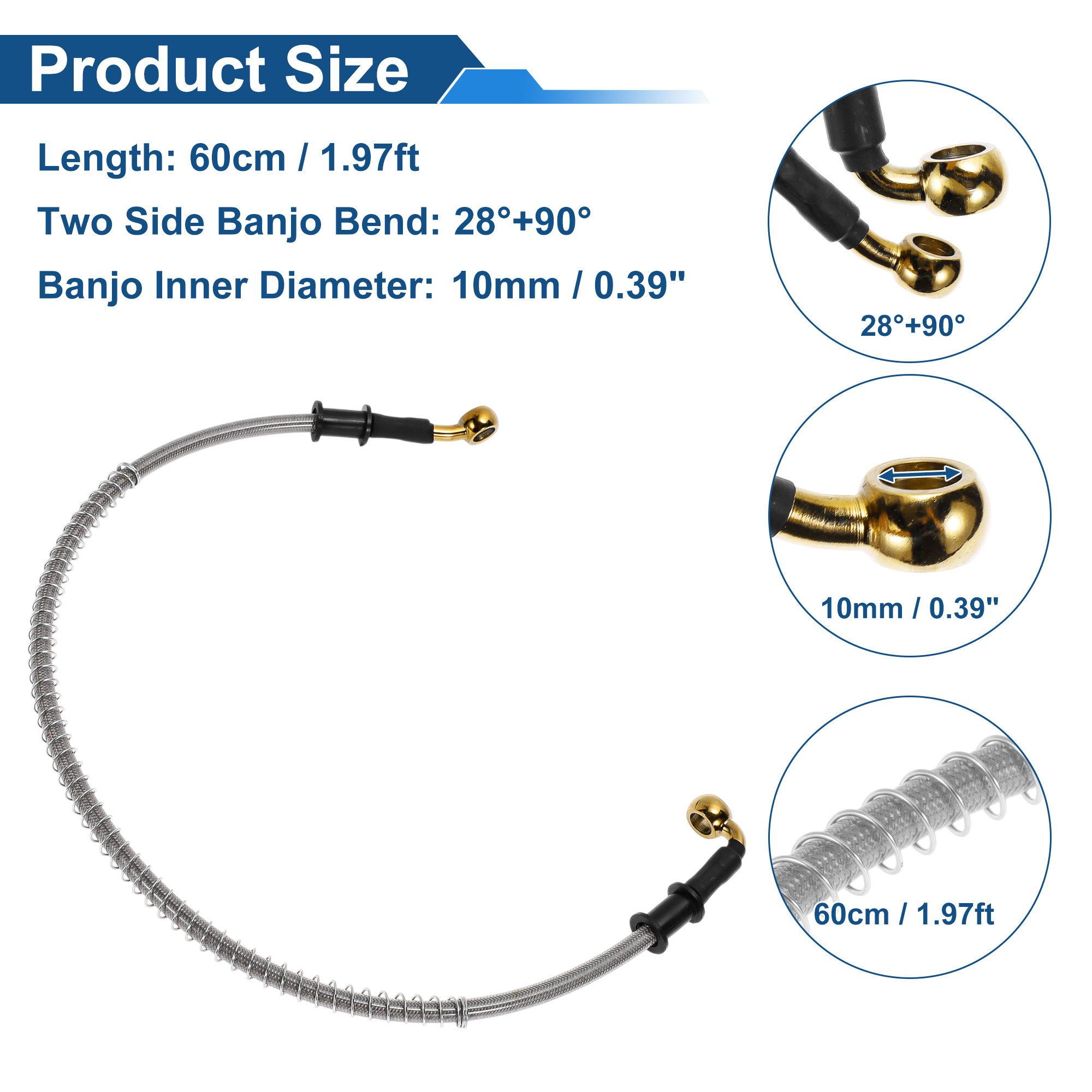 UXCELL 60cm Motorcycle Brake C - Braided Line のレビューと価格