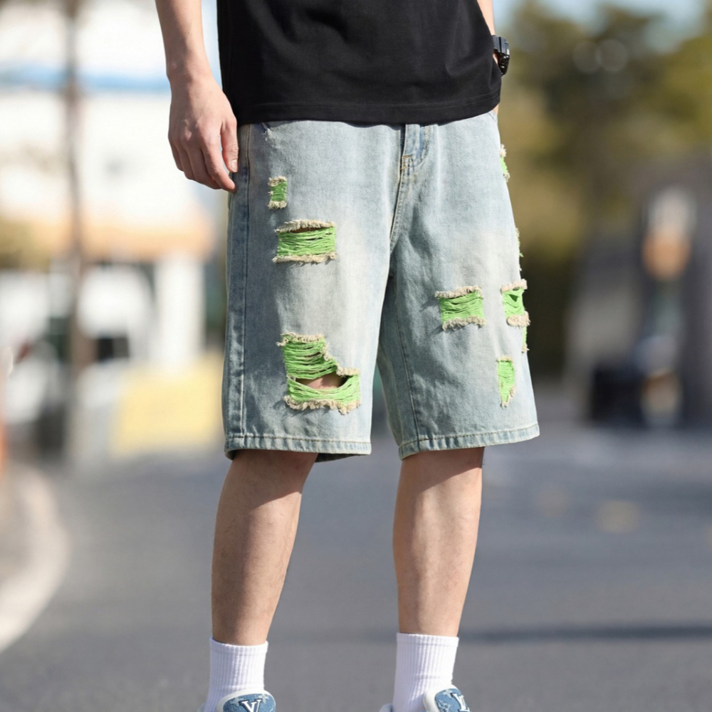 Men's Lined Ripped Denim Short - Fly Line のレビューと価格