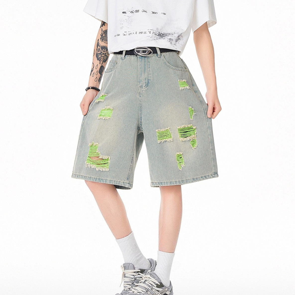 Men's Lined Ripped Denim Short - Fly Line のレビューと価格