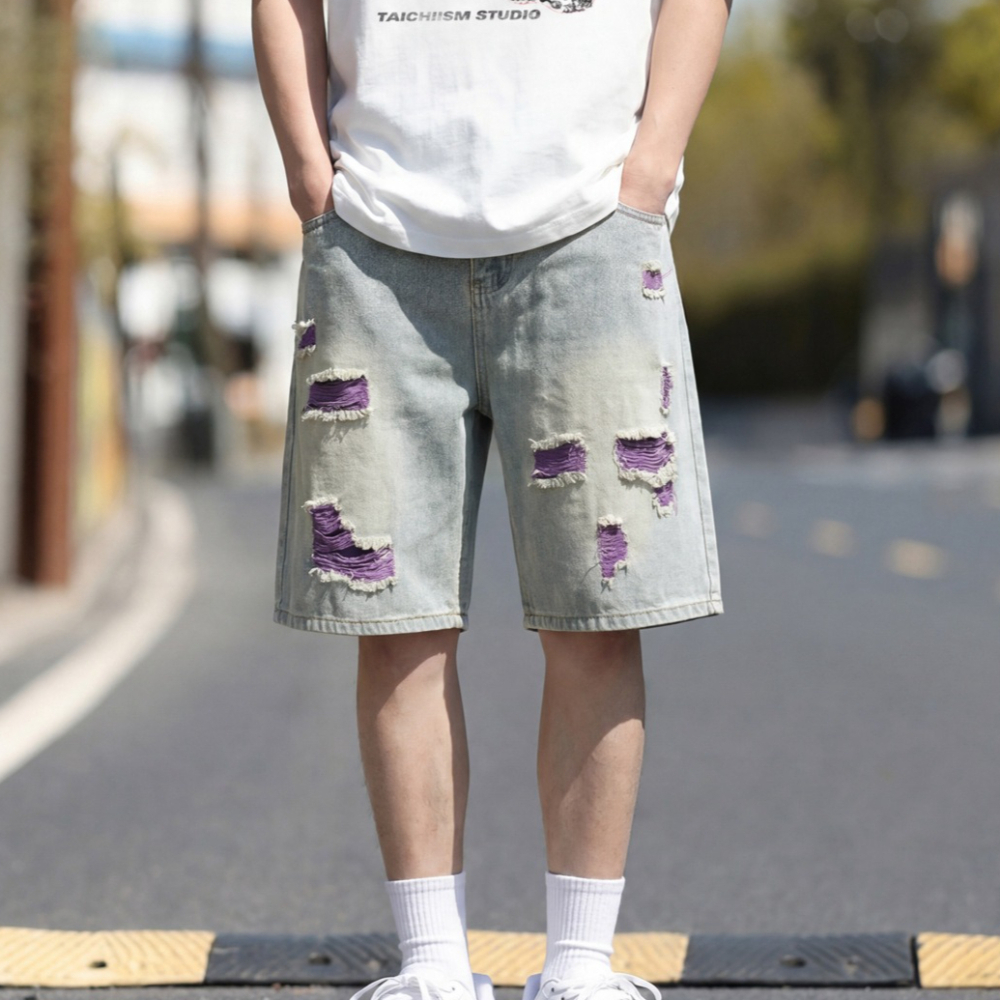 Men's Lined Ripped Denim Short - Fly Line のレビューと価格