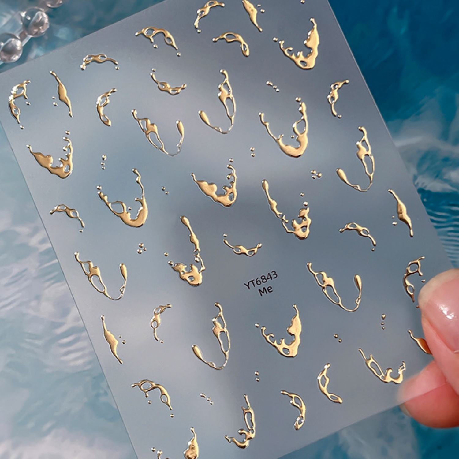 Gold Foil Water Splash 5D Nail - Freshwater Line のレビューと価格