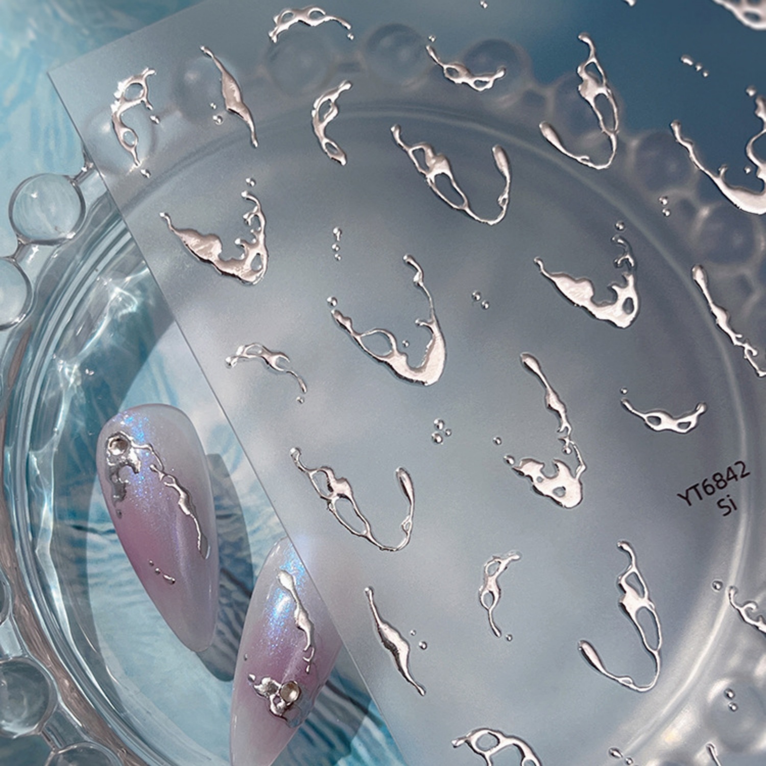Gold Foil Water Splash 5D Nail - Freshwater Line のレビューと価格