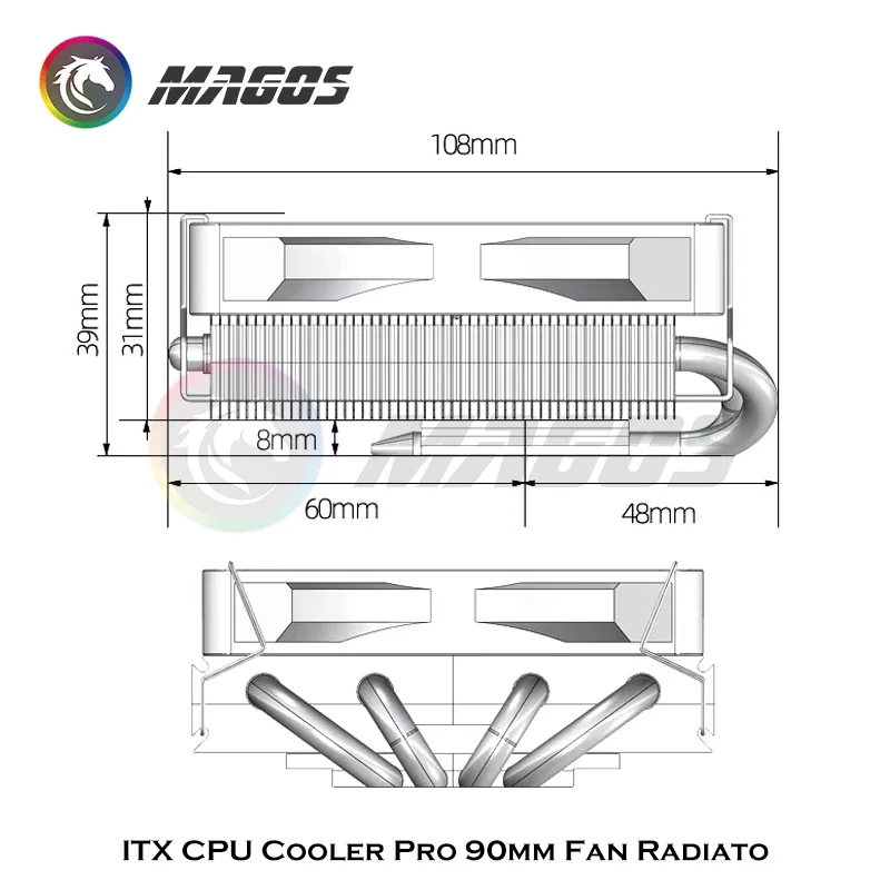 ITX CPU Cooler Pro 90mm Fan Ra - Fly Line のレビューと価格