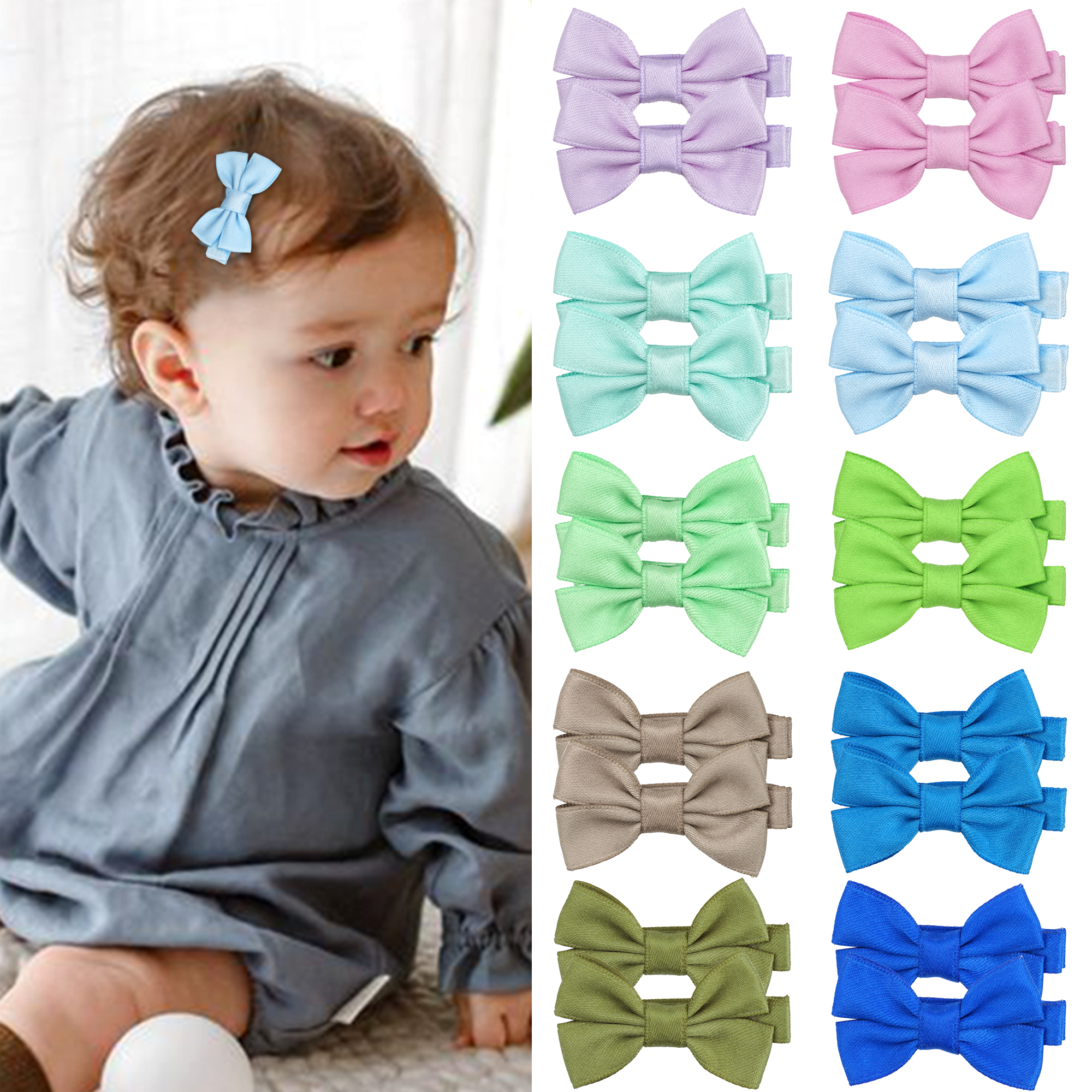 12/20 Pcs 2Inch Baby Hair Bows - Tippet Line のレビューと価格