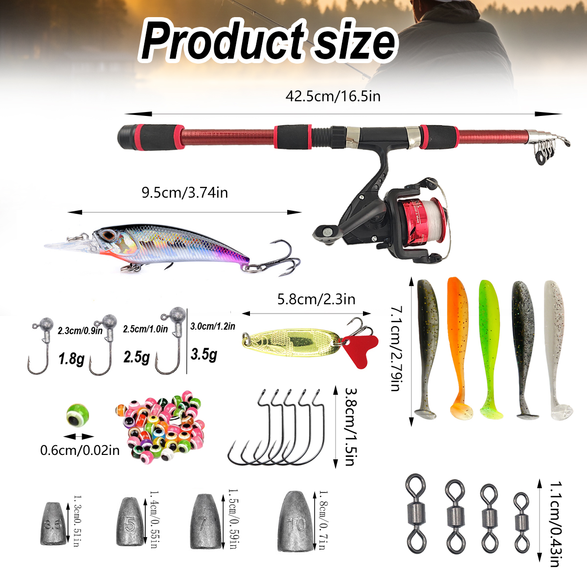 46Pcs Telescopic Fishing Rod R - Freshwater Line のレビューと価格