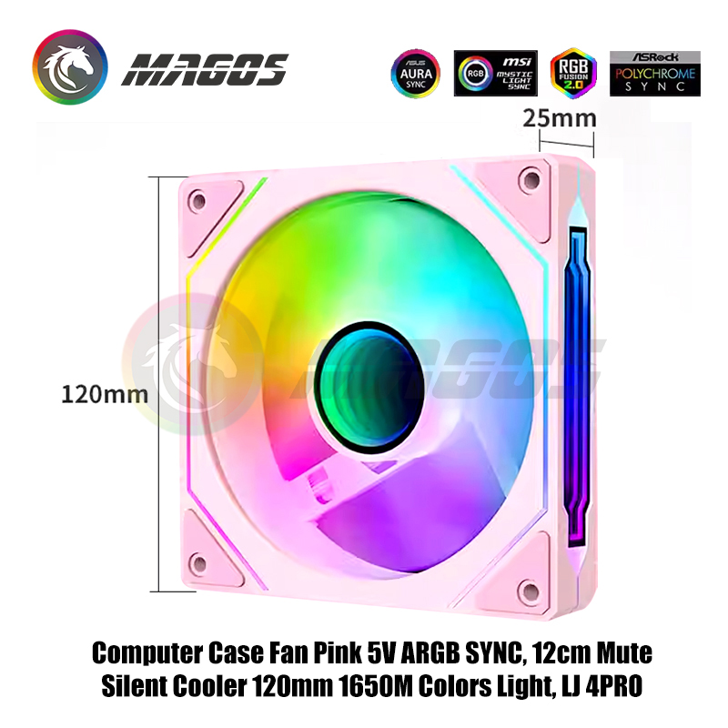 Computer Case Fan Pink 5V ARGB - Fly Line のレビューと価格