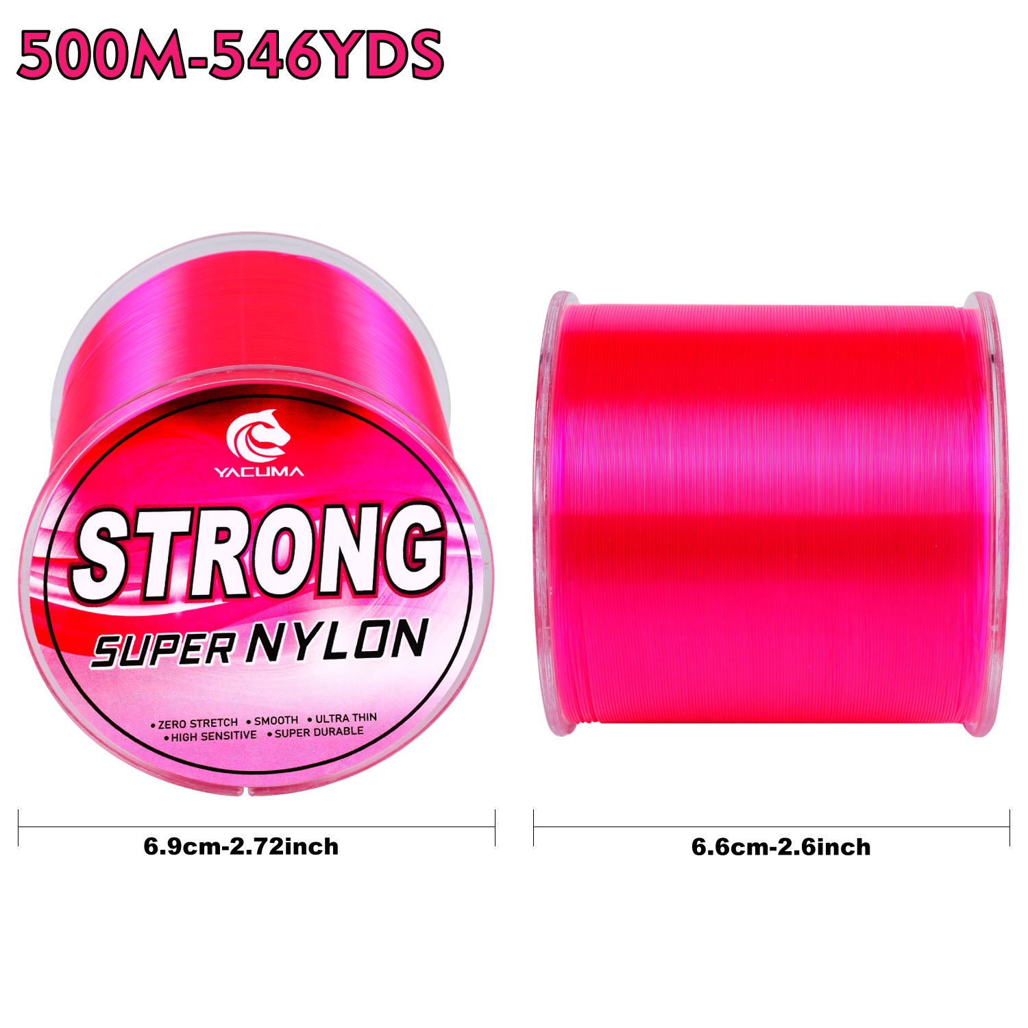 YACUMA 500M-546YDS Strong Pink - Fluorocarbon Line のレビューと価格
