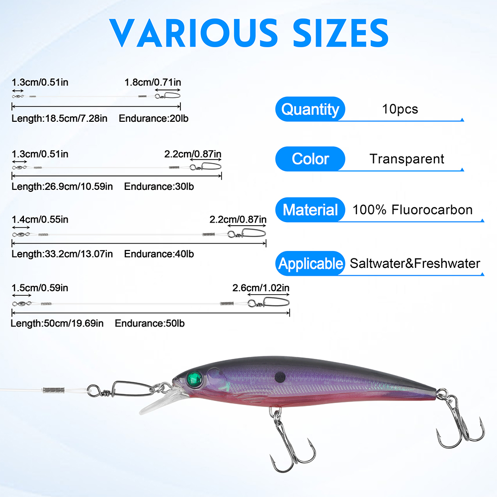 10Pcs Fluorocaron Fishing Lead - Fluorocarbon Line のレビューと価格